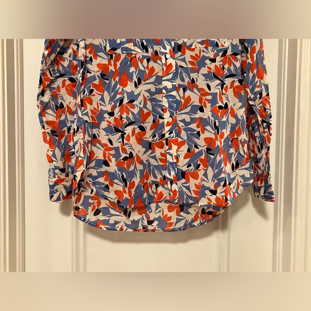 NWT Lauren Ralph Lauren Women’s Small Button Down Floral Shirt Blouse Red Blue - Picture 4 of 10